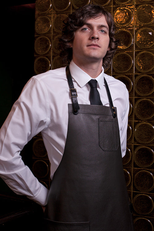 Alex Leather Bib Apron ⏤ Black | Rendall Co.