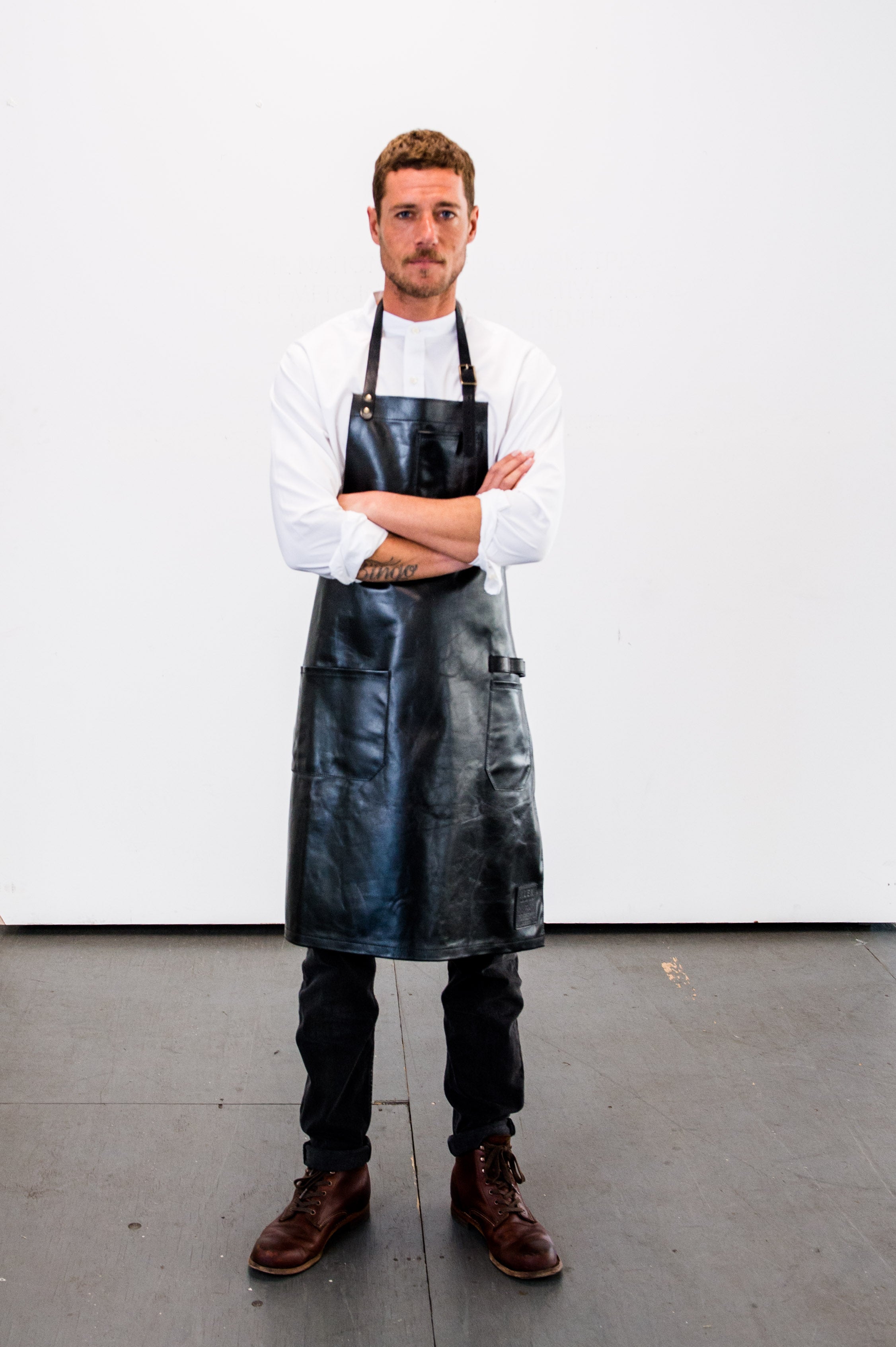 Alex Leather Bib Apron ⏤ Black | Rendall Co.