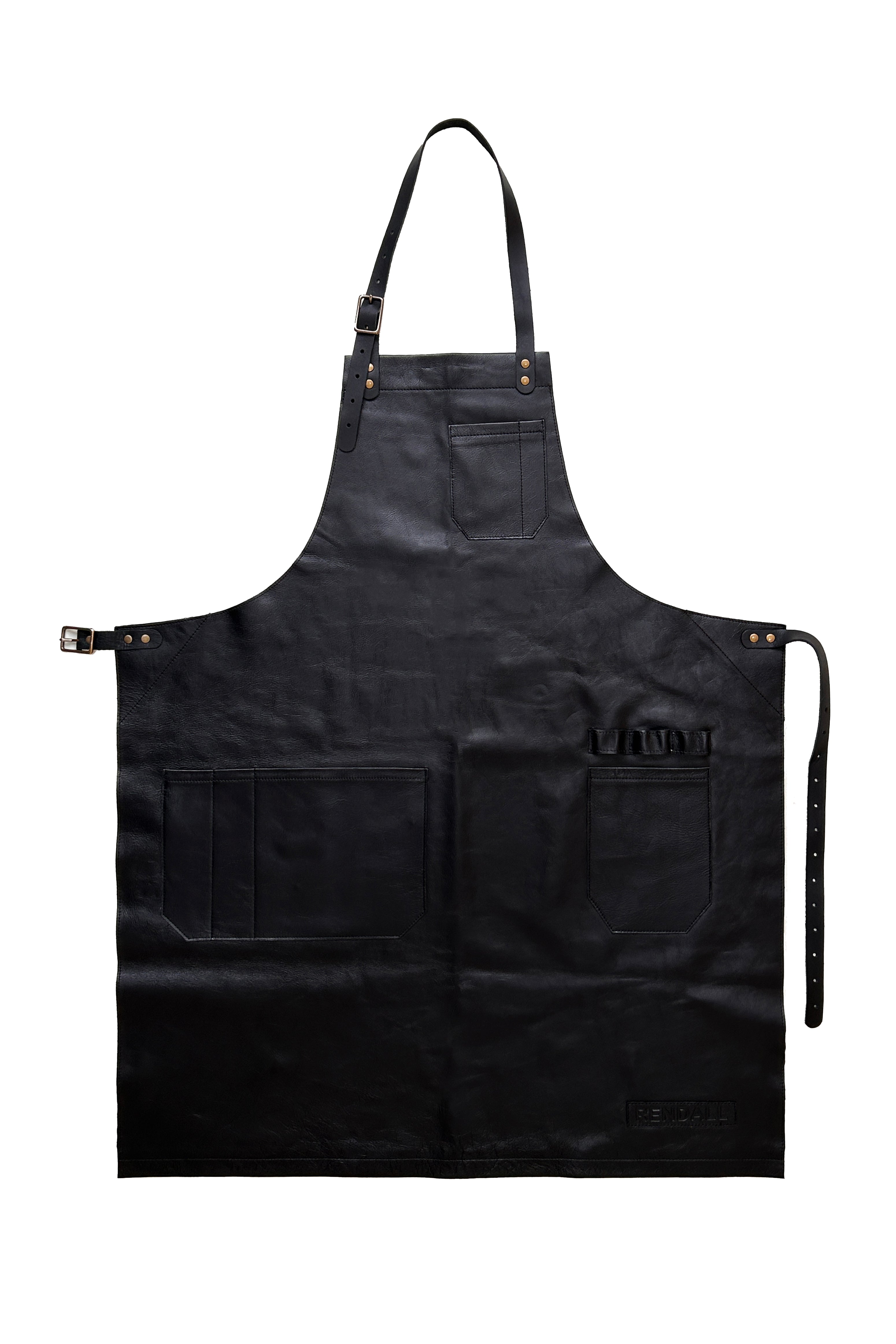 Alex Leather Bib Apron ⏤ Black | Rendall Co.