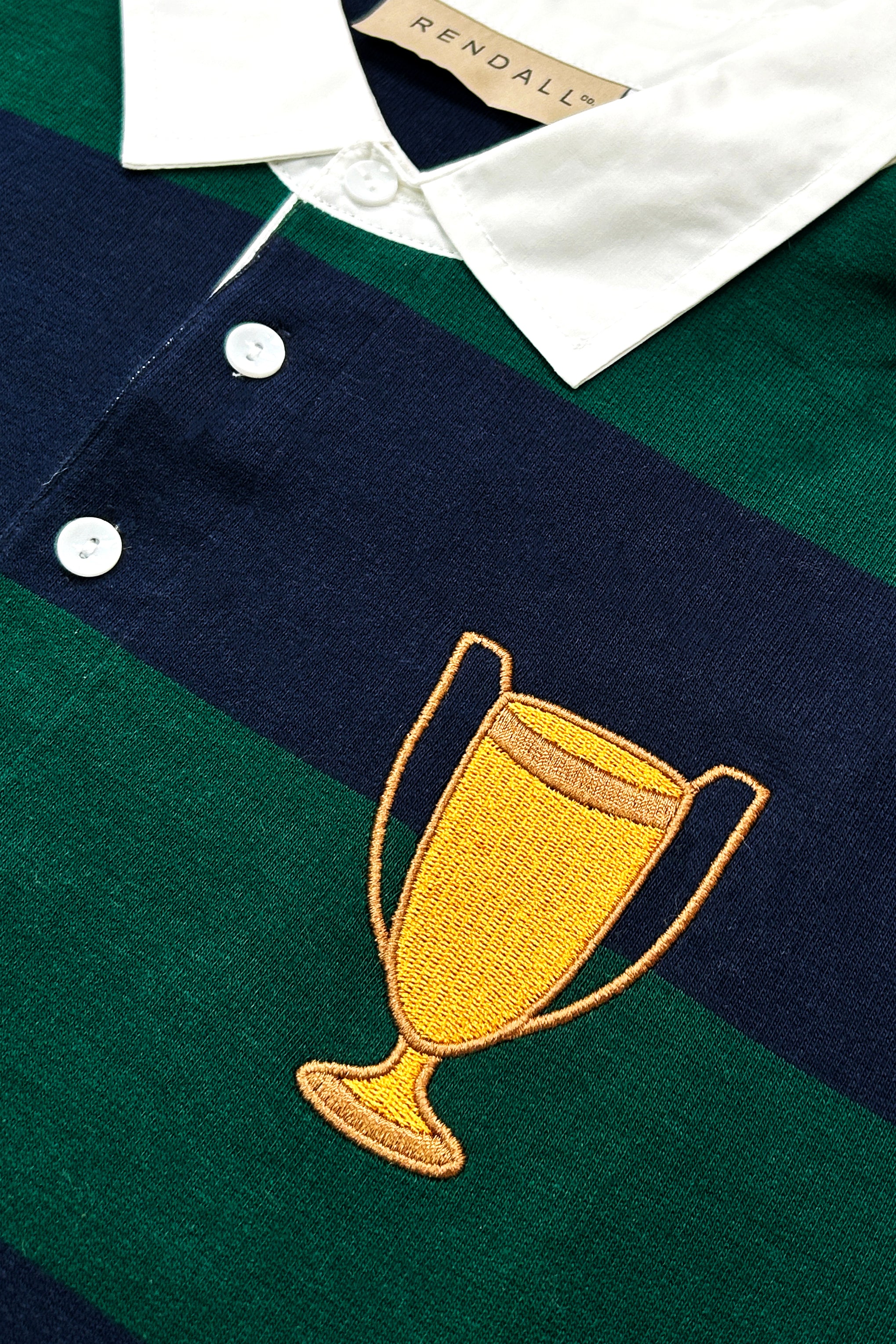 Trophy Room Rugby Shirt ⏤ Forest Green & Navy | Rendall Co.