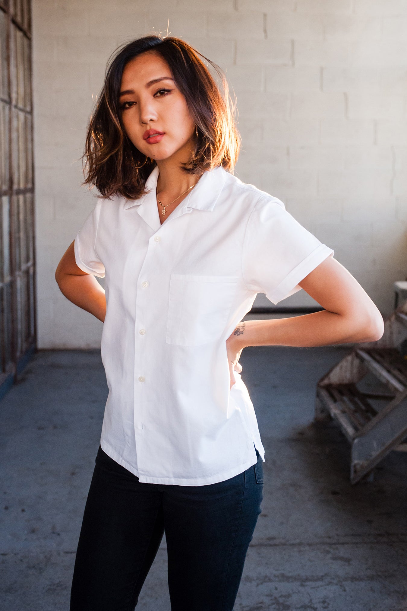 dress camp shirts Androgynous Double Jersey Camp Shirt